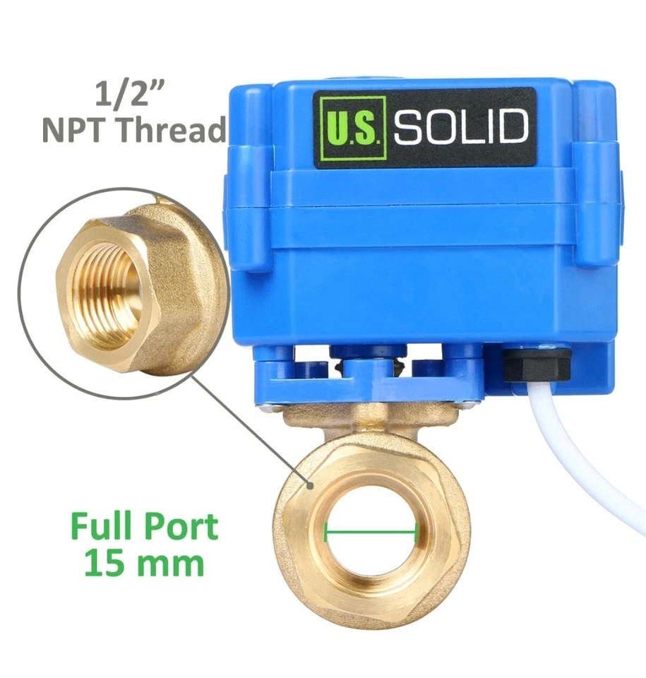 U.S. Solid Motorized Ball Valve 1/2" Brass Electric Valve 9-24V AC/DC 2-Wire Aut - Image 3 of 4