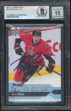 Nick Paul Signed 2016-17 Upper Deck Young Guns Card #219 BAS Slabbed 10 Auto