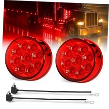 2Pcs 2 Inch Round Red LED Side Marker Lights 9LEDs 2 Pcs Red Pack of 2 