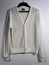 Jockey Trophy Cardigan Sweater XL White Classic Knitwear Grandpa Prep Vintage
