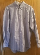Ralph Lauren Button Up Shirt Blue Grey Long Sleeve work /dress 16 1/2 -35