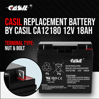 Casil 12V 10Ah SLA AGM Battery - Sealed Lead Acid Rechargeable Battery With F2 Terminals