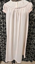 Vintage JC Penny Nightie Nightgown Pink Embroidered Lace Short Sleeve Sissy M
