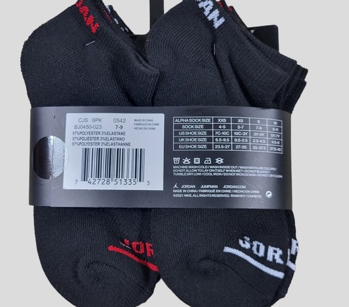 NIKE JORDAN Boys Socks No Show Jumpman Basketball Youth 6 Pair Shoe Size 3Y-5Y - Picture 3 of 4