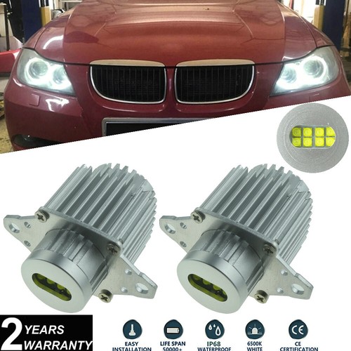 2x E90 E91 LCI 2008-2011 LED Angel Eyes Halo Ring Bulbs Kit 80W All-in-one White - Picture 1 of 9