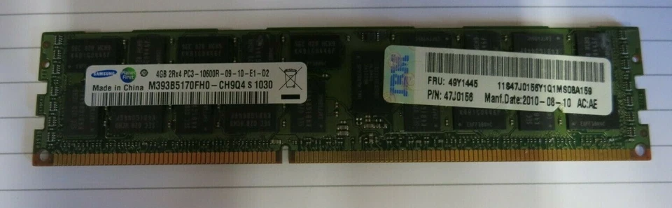 Samsung M393B5170FH0-CH9Q4 8GB (2x4GB) 2Rx4 PC3-10600 DDR3 ECC CL9 Memory RAM - Image 3 of 4