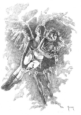 Maren - Barbarella: Jane Fonda and John Phillip Law - Original Drawing