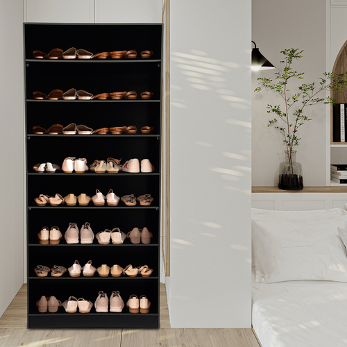 8-Tier Black Shoe Rack Cabinet Wooden Shelf Stand Storage Shoes Organizer Door - Picture 15 of 23
