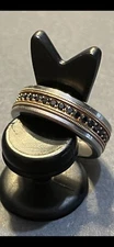 Madani Men’s Wedding Ring Milgrain Black Diamond 14k White Gold Rose Gold Sz 7