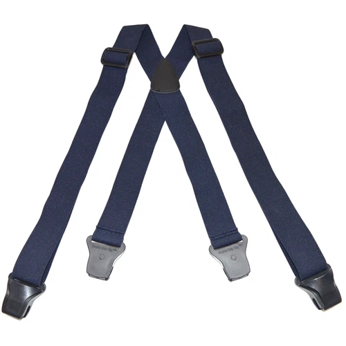 Brimarc Men's Elasticated Airport Braces with Plastic Clips, 1.5" wide - Navy