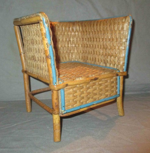 ancienne chaise fauteuil de poupée en rotin milieu XX ème - Picture 5 of 5