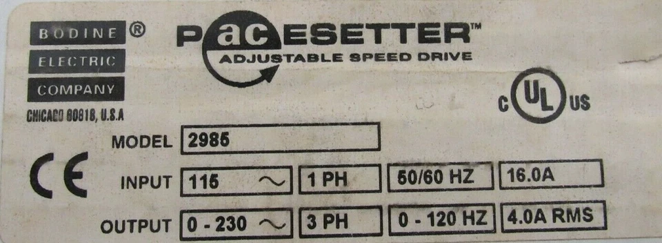 NUEVO BODINE ELÉCTRICO 2985 MARCAPASOS ACCIONAMIENTO DE VELOCIDAD AJUSTABLE Foto 4 de 4