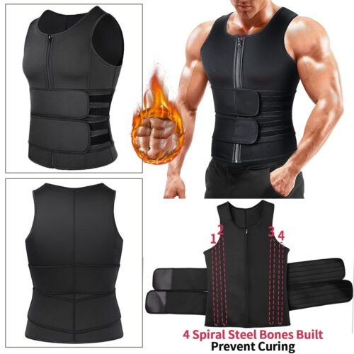 Traje de sauna para hombre Entrenador de cintura Neopreno Chaleco para sudar Modelador de cuerpo Cinturón recortador de cintura - Imagen 15 de 31