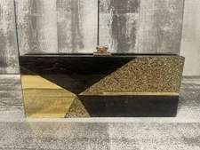 GLITZY EDIE PARKER BOBBI BROWN LUCITE ACRYLIC GLITTER CLUTCH