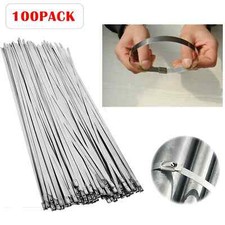 100PCS Stainless Steel Metal Cable Zip Ties Self-locking Cable Tie Heavy Duty