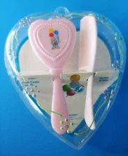 Vintage Nursery Needs  Baby  Brush &  Comb Set Pink Plastic Baby Infant Toddler