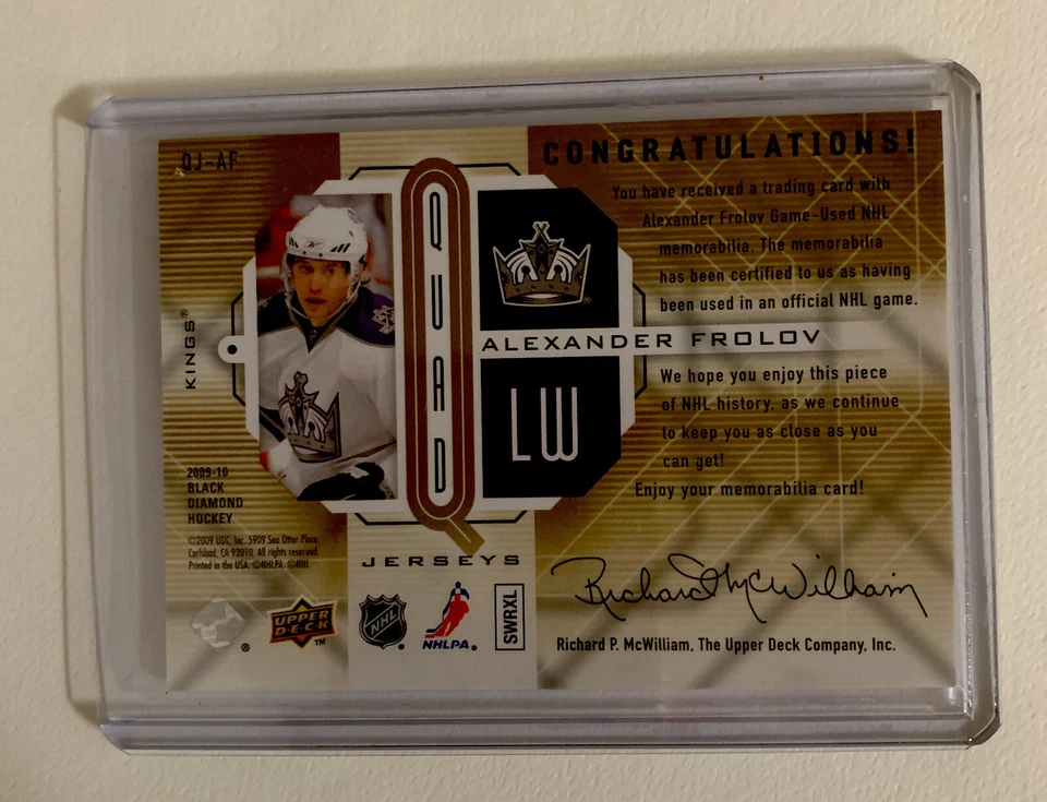 Black Diamond, Quad Game used Jerseys, Alexander Frolov,LA Kings, #QJ-AF, N/M C - Image 2 of 3