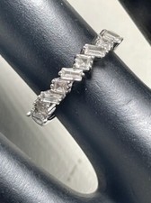 925 STERLING SILVER BAGUETTE  SQUARE CZ 3.2MM BAND RING SIZE 5 WEDDING 2293