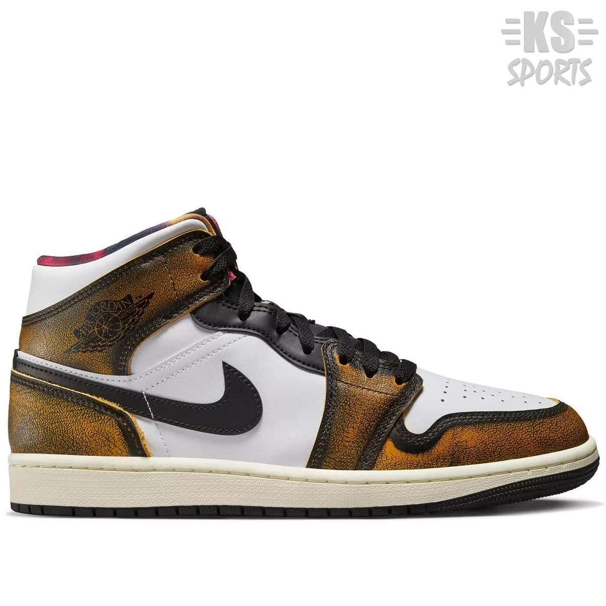 Air Jordan 1 Mid SE 'Wear-Away' Black Taxi Men's Lifestyle Shoes