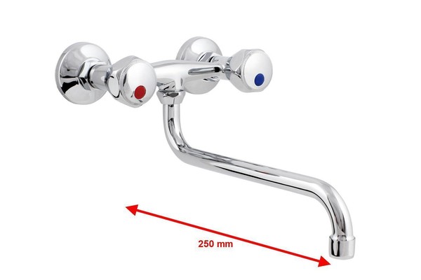 Wasserhahn KüChe Wandarmatur Zweigriff Schwenkauslauf SpüLtisch Armatur-image