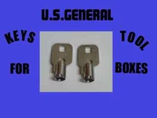 U.S. GENERAL SET OF TWO KEYS 0557 TUBULAR TOOL BOX REPLACEMENT KEY FREE SHIPPING