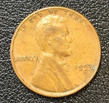 1953-D Lincoln Penny Cent Error VARIETY Double D Stamped Repunch Mint Mark Coin
