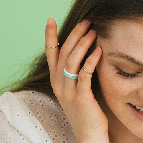 Enso Rings Braided Stackables Series Silicone Ring - Turquoise - 第 5/5 張圖片