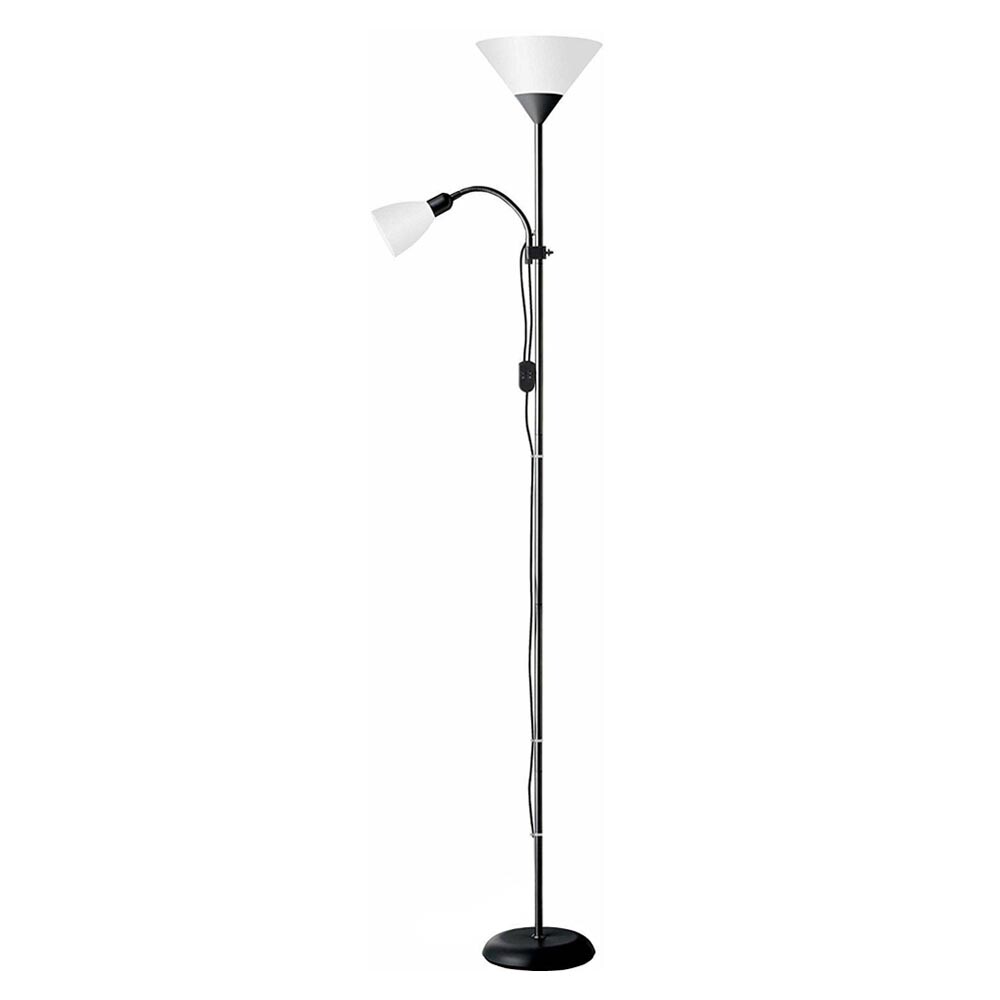 LAMPADA DA TERRA PER CASA UFFICIO PIANTANA 2 PORTA LAMPADINA E27 NERO foto 2
