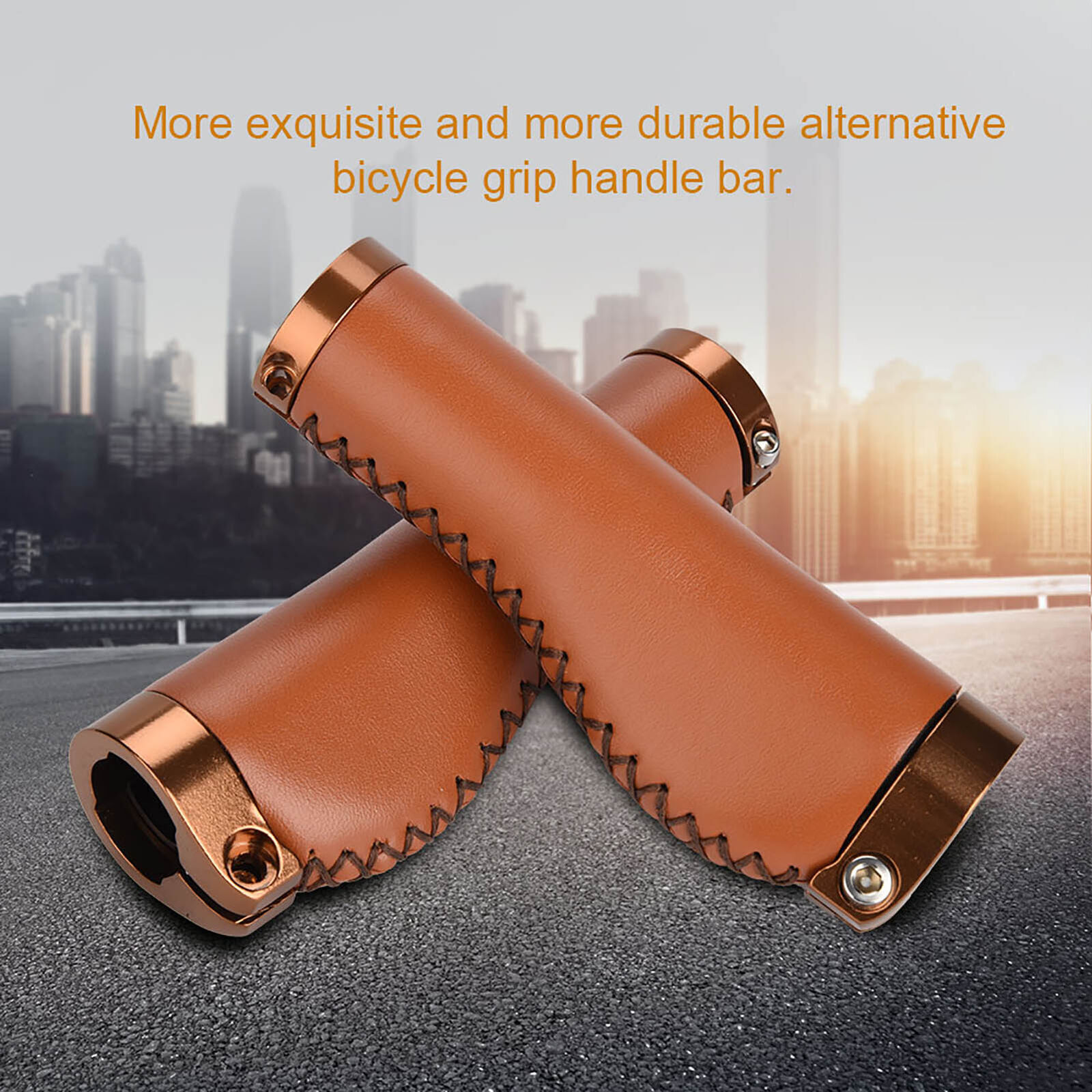 Lockable PU Leather Mountain Bike Folding Handle Grips Pair  