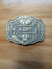 "Kent" Vintage Brass Belt Buckle - Detailed!!-  Oden Inc