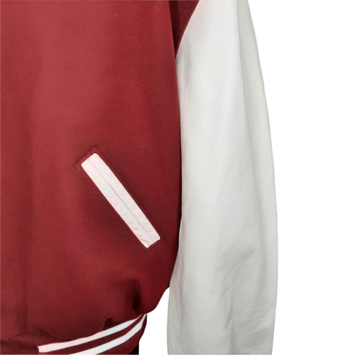 Sidwell Friends Mens XL Jacket Varsity Letterman Leather Wool Jacket RED WHITE - Picture 8 of 10