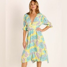 EUC Faithfull the Brand Rafa Midi Dress Lera Floral Print Size 2 XS Retail $189