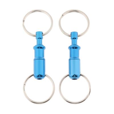 2x abnehmbarer Schnellspanner Schlüsselanhänger Schlüsselring separater Schlüsselring blau