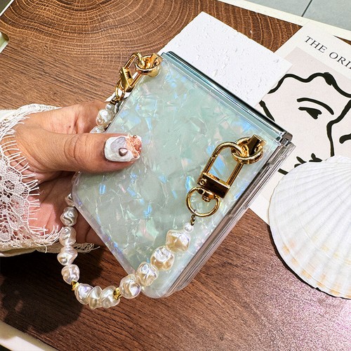 Glitter Shell Pattern Pearl Bracelet Chain Case For Motorola Razr+Plus 2024 2023 - Picture 5 of 13