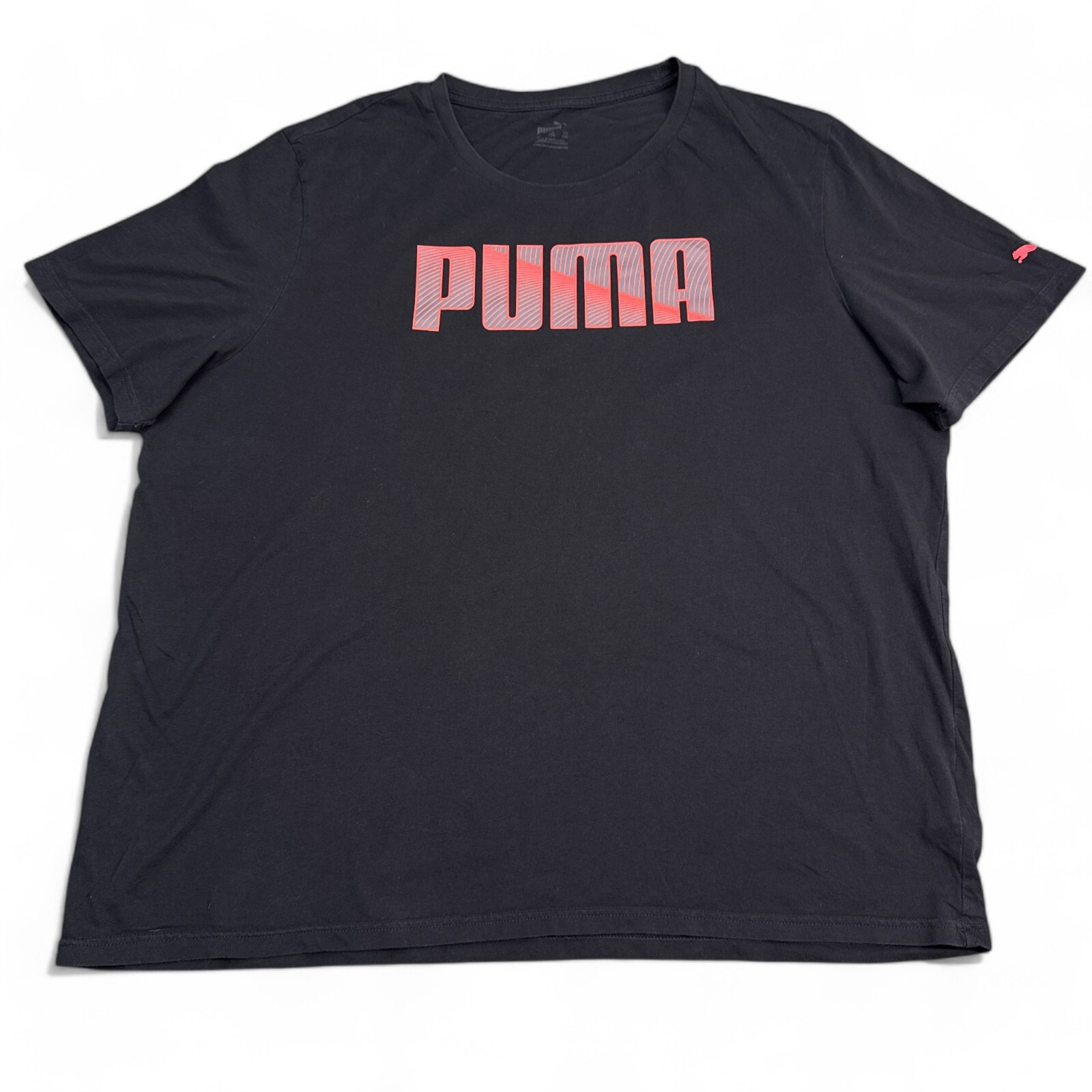 PUMA Big Logo Black Crew Neck Tee Shirt for Men Size 2XL XXL Athletic Activewear