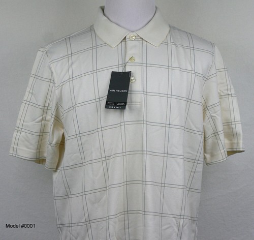 Van Heusen Polo Shirt Short Sleeve Big Tall Solid Floral Plaid - Picture 48 of 77