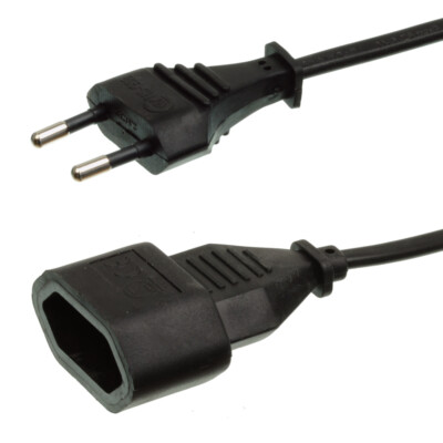 Euro Verlängerung H03 VVH2-F, 2 x 0,75² schwarz 2 - 5m Euro Kabel