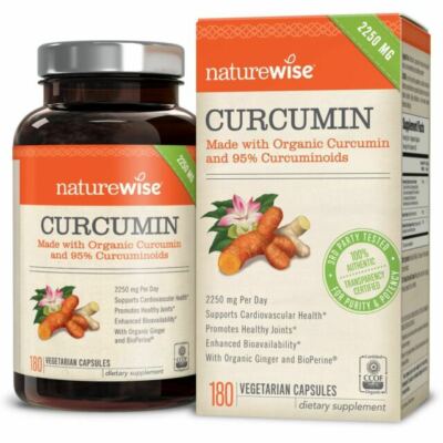 NatureWise Organic Turmeric Curcumin - Heart Joint Health - 180 Caps Exp 12/2027