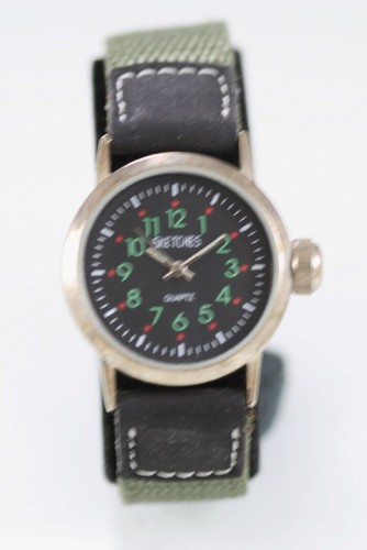 Sketches Orologio Unisex Argento Acciaio Inox Nylon Verde Batteria Wr Nero