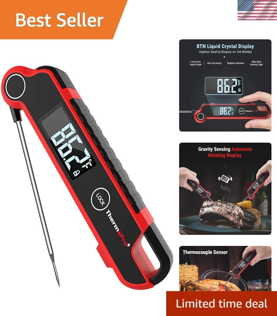 Instant Read Meat Thermometer Digital, Cooking Thermometer with Large Auto-Ro...