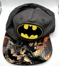 Youth Batman Baseball Cap Hat Snapback DC Comics Gray Yellow One Size Fits Most