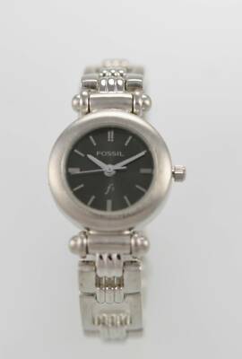 Fossil Watch Womens Gray Water Resist 30m Stainless Silver Steel Battery Quartz