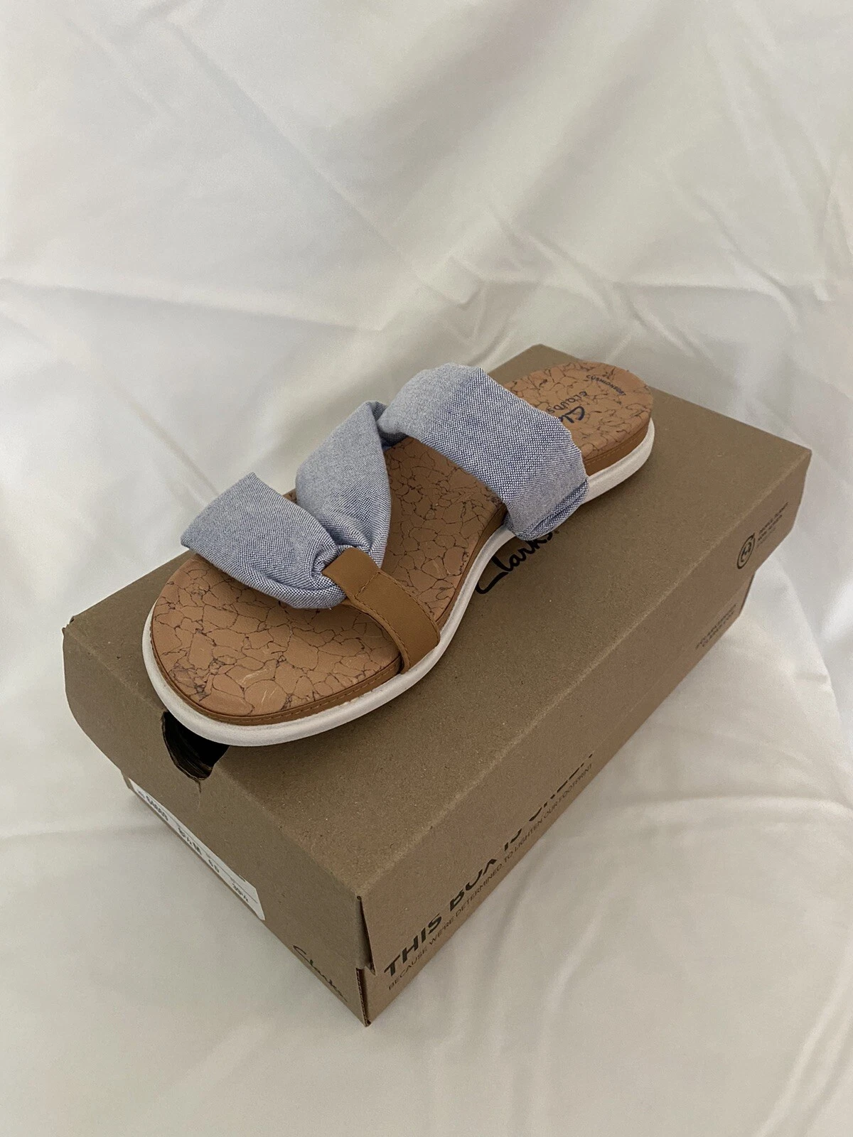 Sandali Clarks donna Eliza Skip blu forma piatta 8 5 M 26164669