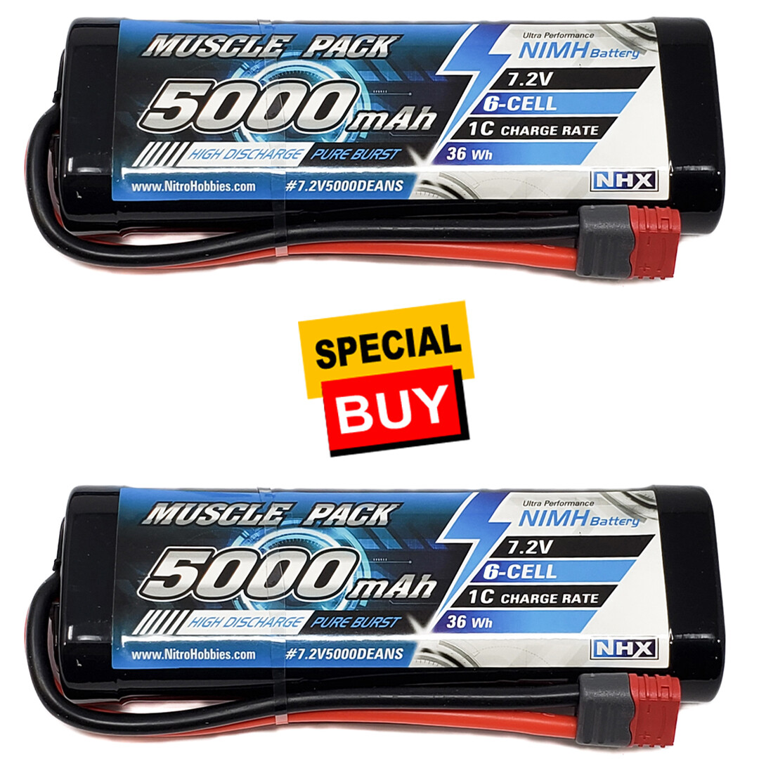 NHX Muscle Pack 7.2V 5000mAh 6-Cell Nimh Battery w/ DEANS Connector (2)