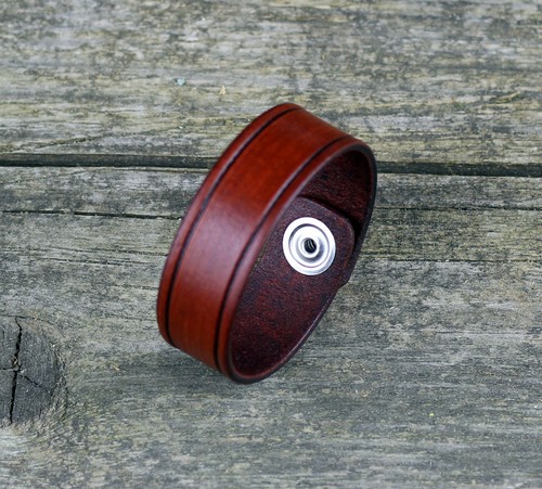 Brown leather bracelet, women's cuff, men's bracelet, leather accessories. - Picture 6 of 8