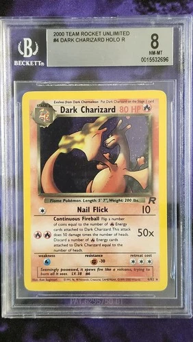 Pokemon BGS 8 Dark Charizard 4 Unlimited Team Rocket