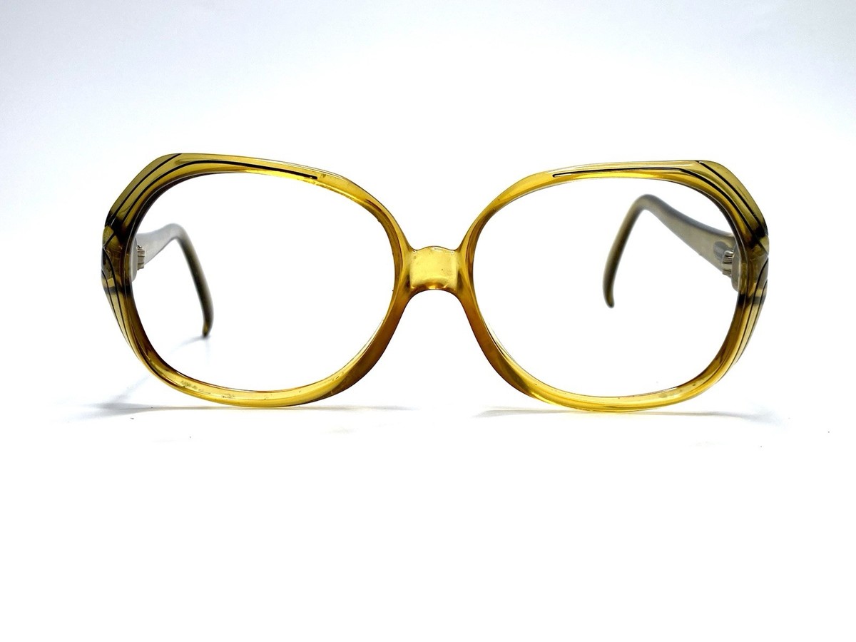 VTG Christian Dior Amber Yellow Green Clear Oval Glasses Germany