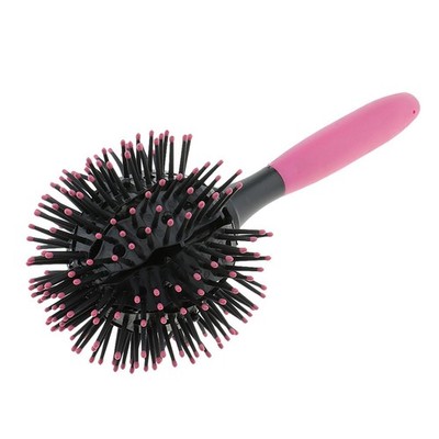 3d runde wellige Haare Kamm Salon Frisur Styling Curling Curl Pinsel rosa