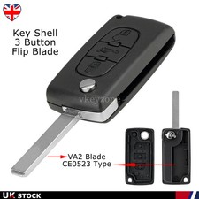 3 Button Flip Key Fob Case VA2 CE0523 For Peugeot 207 307 407 308 607 Citroen