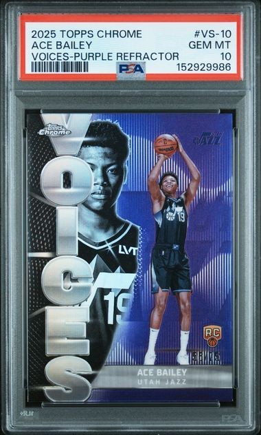 2025 TOPPS CHROME ACE BAILEY VOICES PURPLE REFRACTOR RC /75 #VS-10 PSA 10